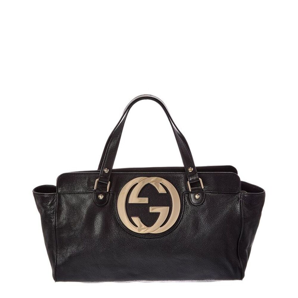 Gucci Black Leather Interlocking Gg Shoulder Bag (Authentic Pre-Loved)